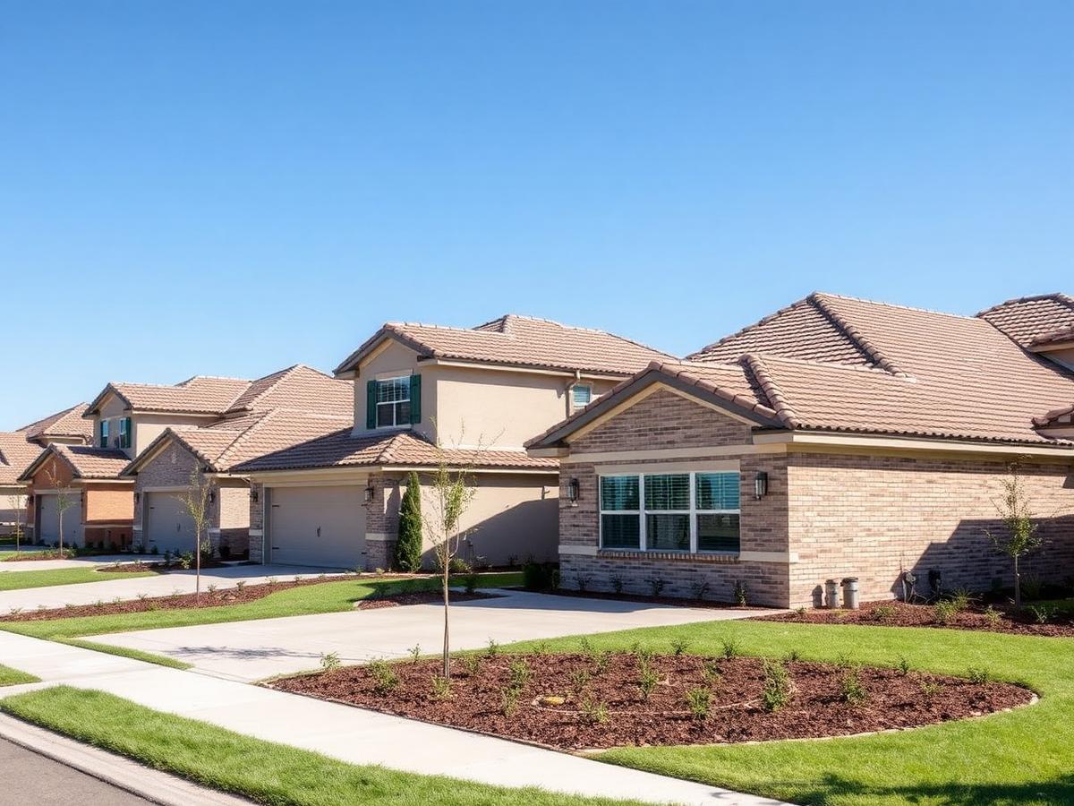 Newly built single-family homes with tile roofs in a Florida community